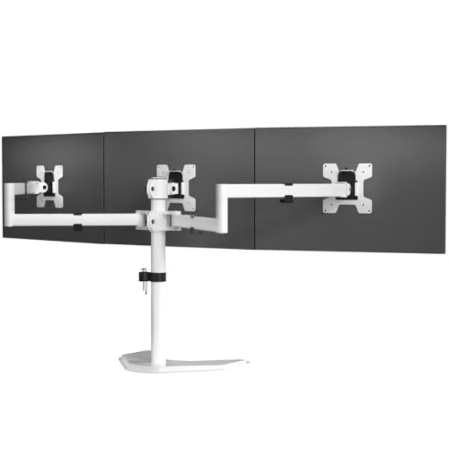 

Monitor Stand for Office Use, Aluminum Alloy, Black, Freestanding Triple LCD Mount with Full Adjustability, Supports 3 Screens