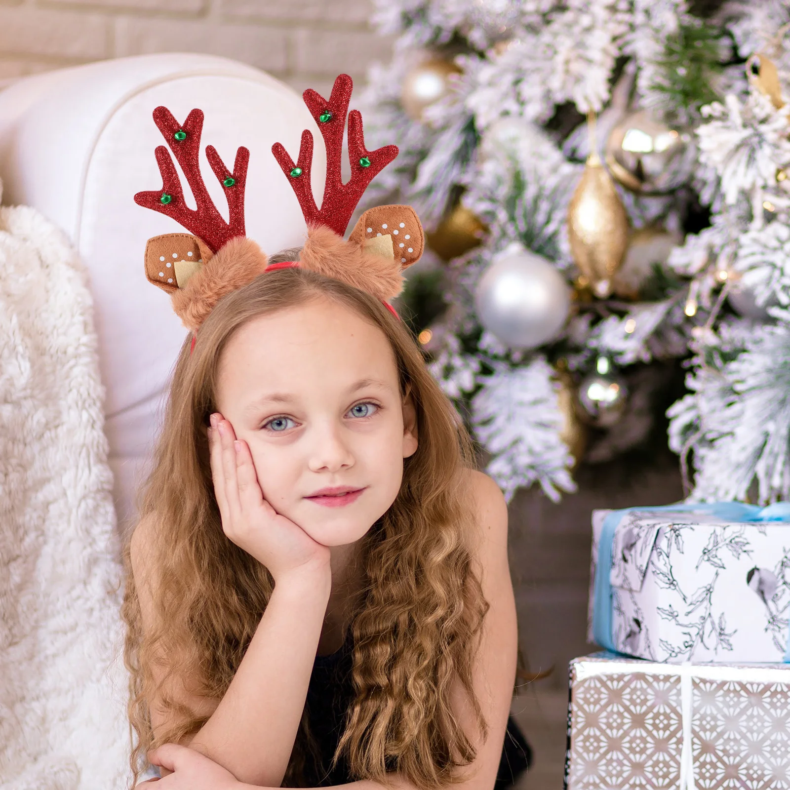 

Elk Horn Headdress Antler Headband Reindeer Cosplay Antlers Hair Hoop Animal Ears Adult Women Christmas Decorations