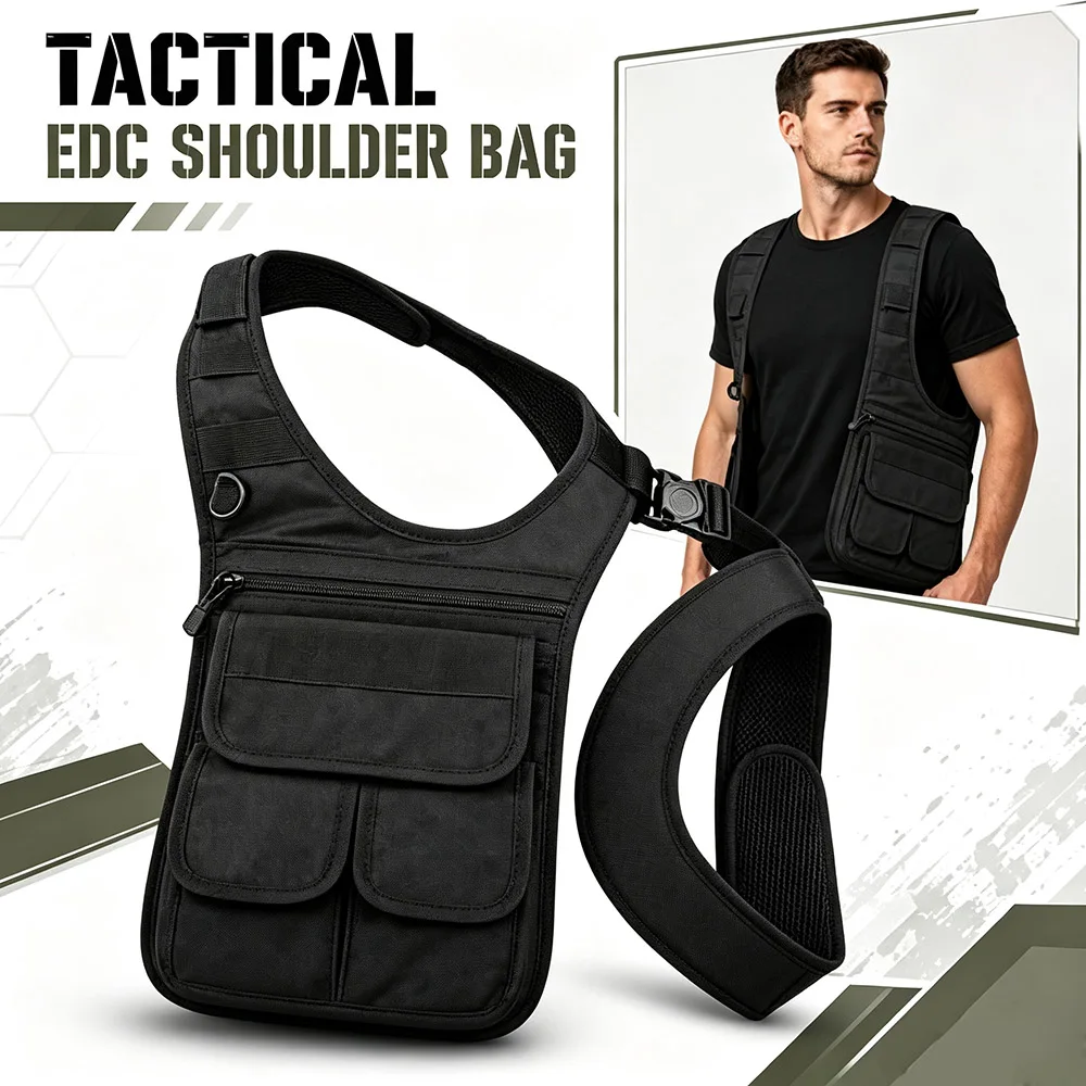 Tactical Concealed Underarm Tool Bag MOLLE Mult‑Pocket EDC Utility Sling Pouch for Airsoft Hunting Shooting Outdoor Daily Carry