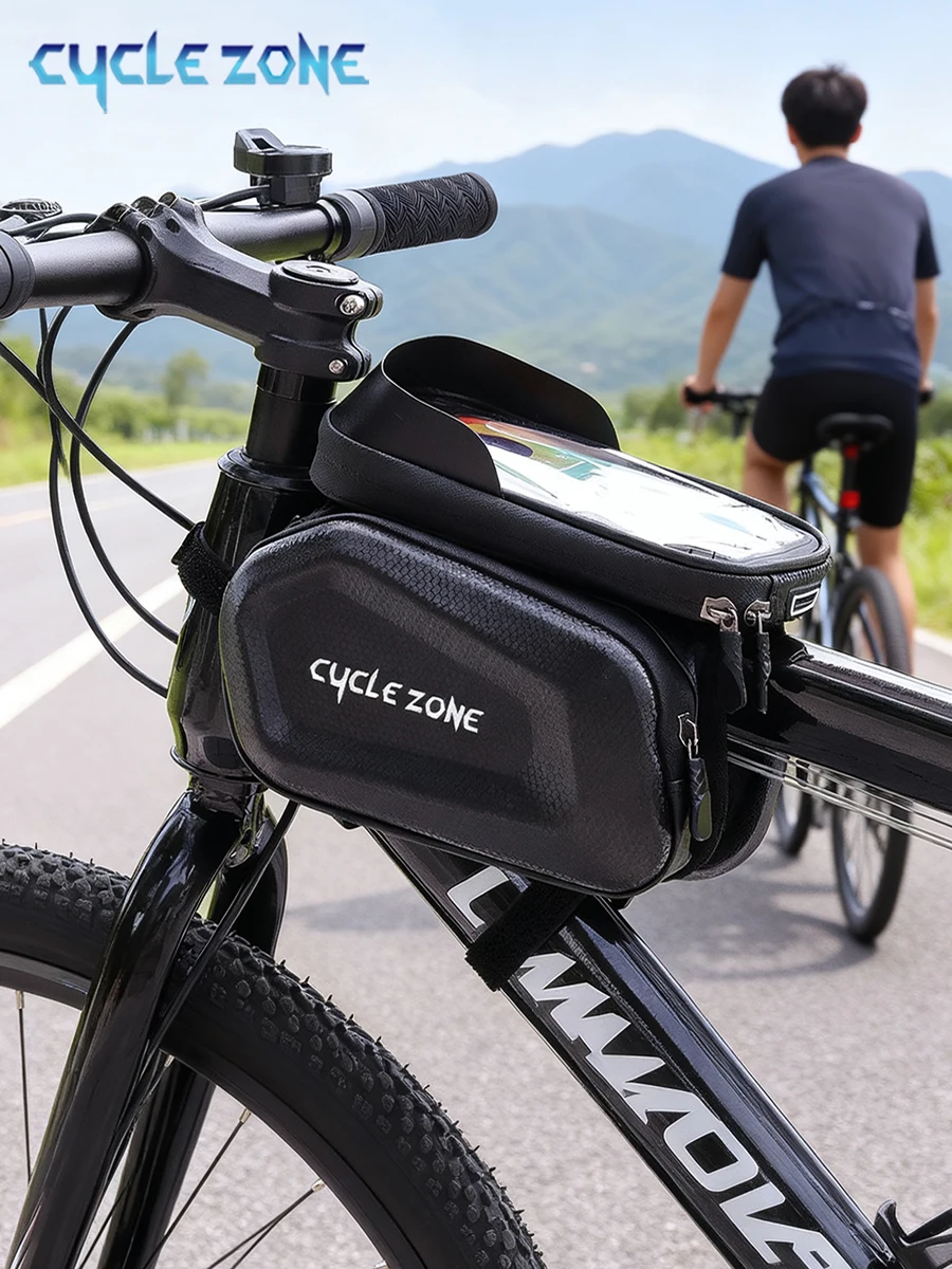 

Touch Screen Bicycle Top Tube Bag Cycling Waterproof EVA Hard Shell Pouch Case MTB Bike Front Hanging Touch Phone Holder Bag