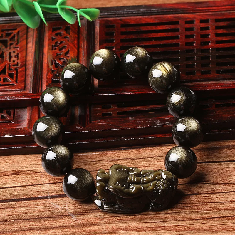 Natural Jin Yaoshi Big Eyes Gold Obsidian Bracelet Men and Women Lucky Ornament