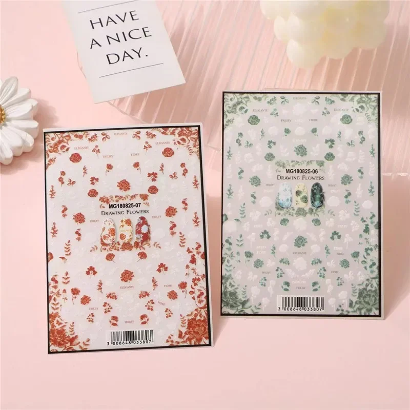 Hot High Quality Waterproof Self Adhesive Flower Nail Sticker Nail Art Decals Wedding Design Spring Summer Manicure Slider Decor