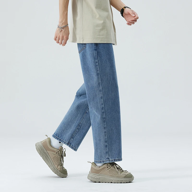 

2023 New Street Casual Jeans Men's American Style Hip Hop Straight Vintage Wide Leg Trousers Spring Fashion Denim Trousers D12