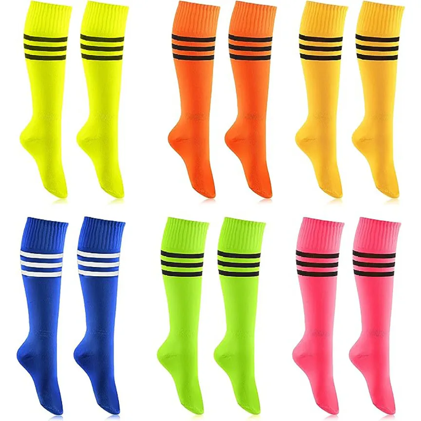 

Neon Knee High Socks Striped Tube Sock Athletic Baseball Basketball Dance Neon Colored Soccer Socks for Adult Girls Women Youth