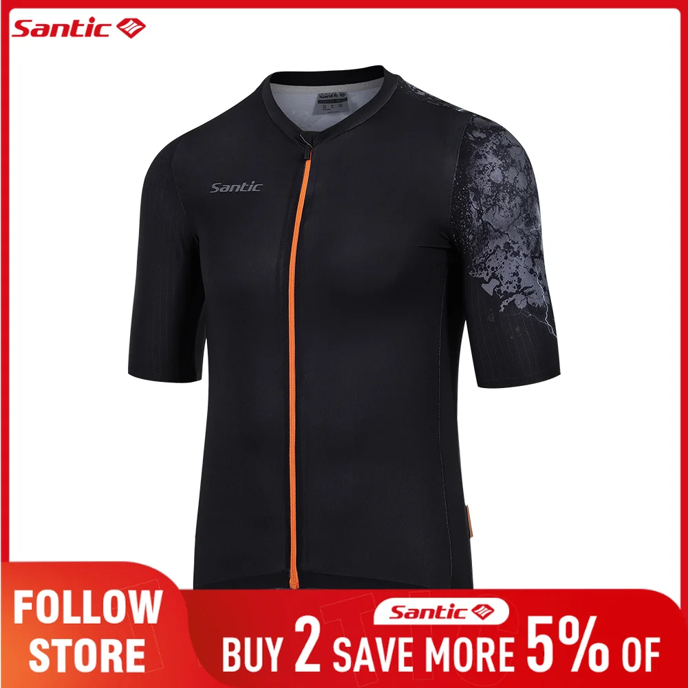 Santic Men's Cycling Jersey Summer Short Sleeved Bicycle Shirts Outdoor Breathable Quick-Dry MTB/Road Sport Pro Bike Jersey Tops