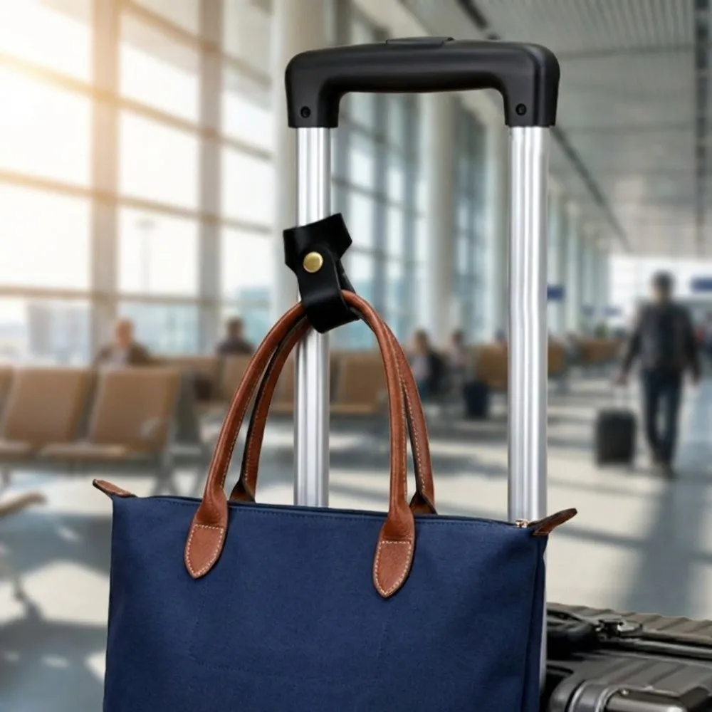 6pcs/set Adjustable Luggage Straps Leather Hook T-shape Baggage Organizer Belt Buckles Creative Fixed Belt Travel Accessories