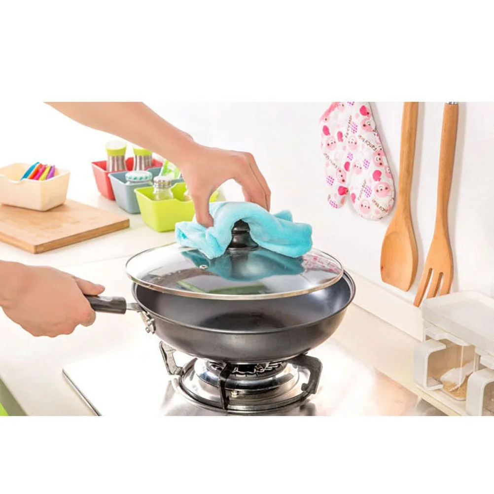 

2Pcs Super Soft Nonstick Oilproof Hanging Cleaning Cloth Kitchen Wash Cloth Dish Towel Practical Safe Random Color