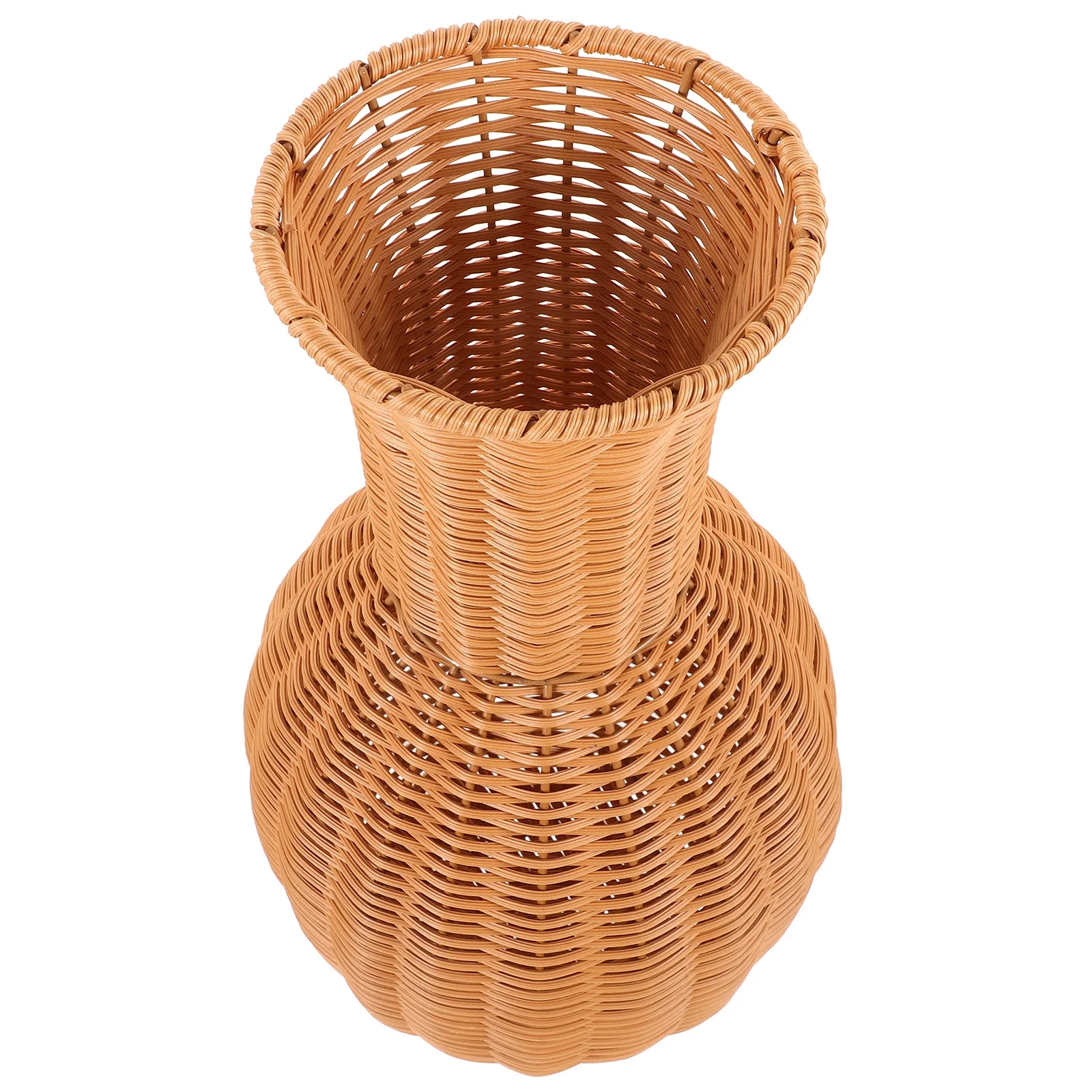 

Rustic Woven Flower Decorative Dried Flower Holder For Home Wedding Party Artificial Plastic Vase Flat Bottom Large Size Woven