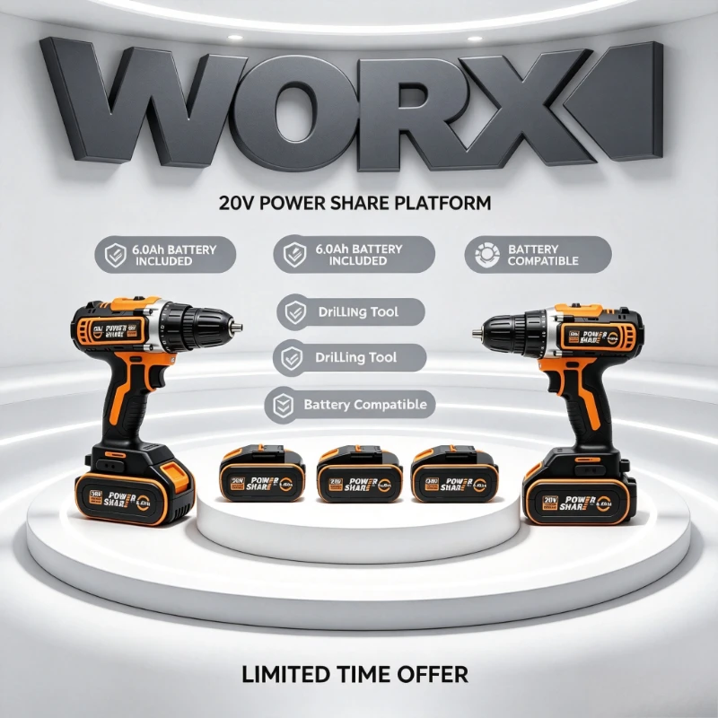 20V 8.0Ah WORX Original Lithium Battery WA3553 WA3551 Safety Protection System for WORX Cordless Screwdriver String Trimmer