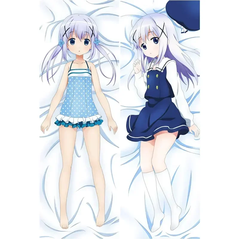 

60x180cm Hot Anime Go Chuumon Wa Usagi Desuka？Wonderful Party Pillow Covers Case 3D Double-sided Bed Hugging Body Pillowcase