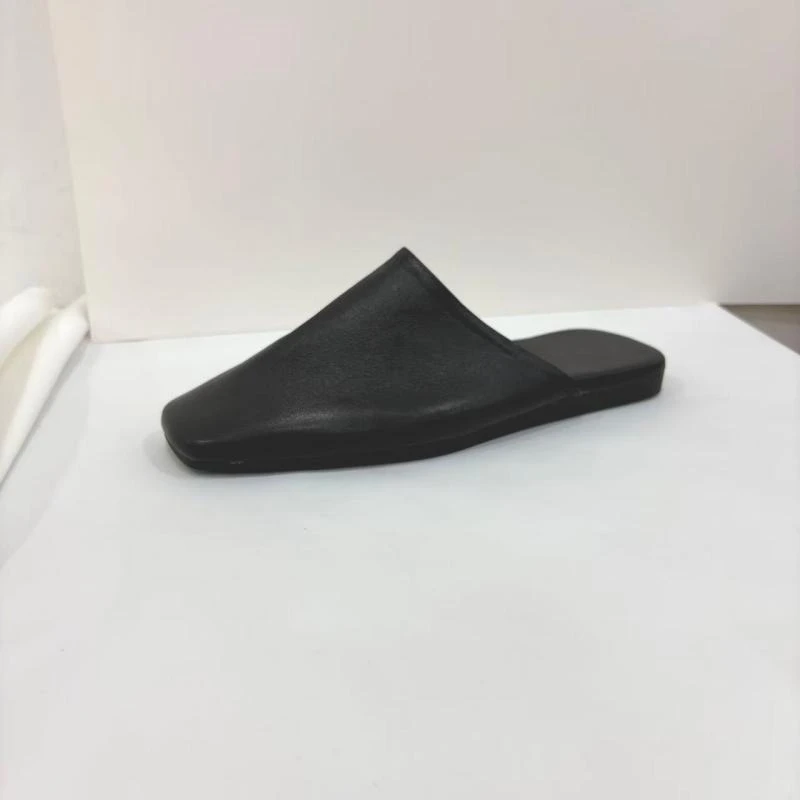 

35-40 Women Mules Sandals Real Leather Soft Comfort Flats Summer Shoes Casual Square Toe Vintage Office Daily femme