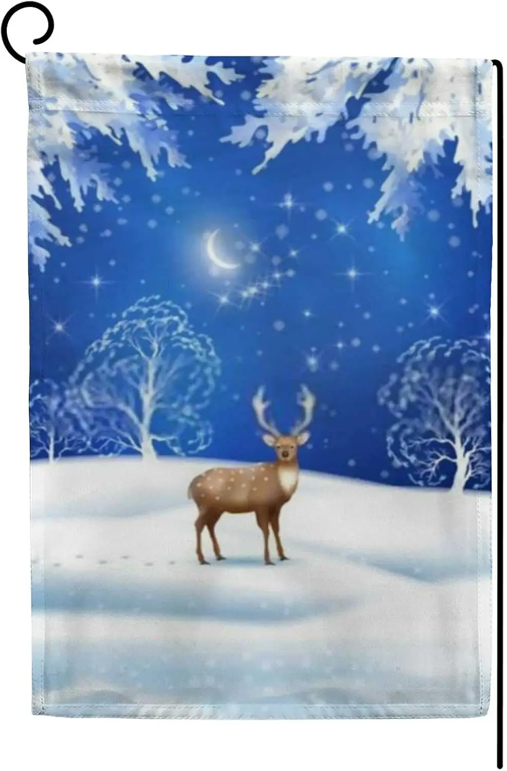 Welcome Garden Flag Christmas Night Deer Snow Winter Double Sided Polyester Yard Flags Waterproof Wearable Holiday Flag for Pati