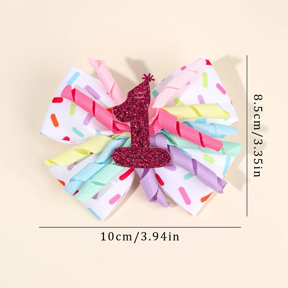 مشبك شعر جديد برقم القوس مقاس 4 بوصة إكسسوارات للأطفال للفتيات لتزيين حفلات أعياد الميلاد ومشابك شعر للفتيات هدية عيد ميلاد فيونكة شعر #4