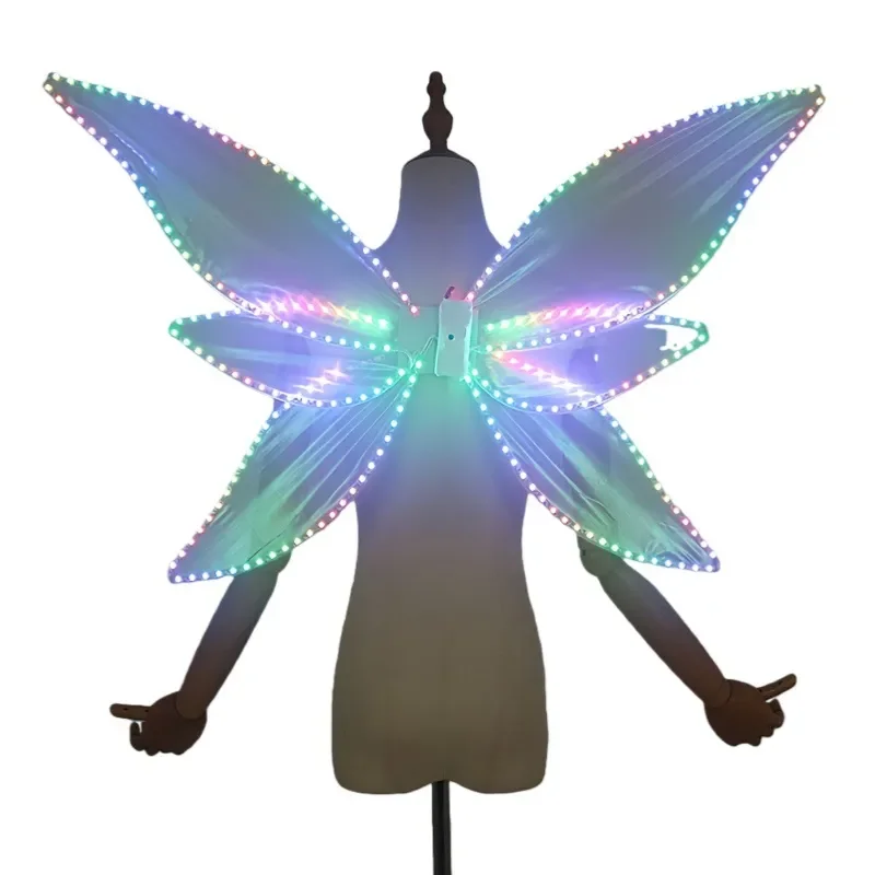 LED Luminous Wings for Halloween Party Cosplay Costume Adult Kids Fairy Elf Prop Stage Show Light Up Angel Wing Decor Glow in