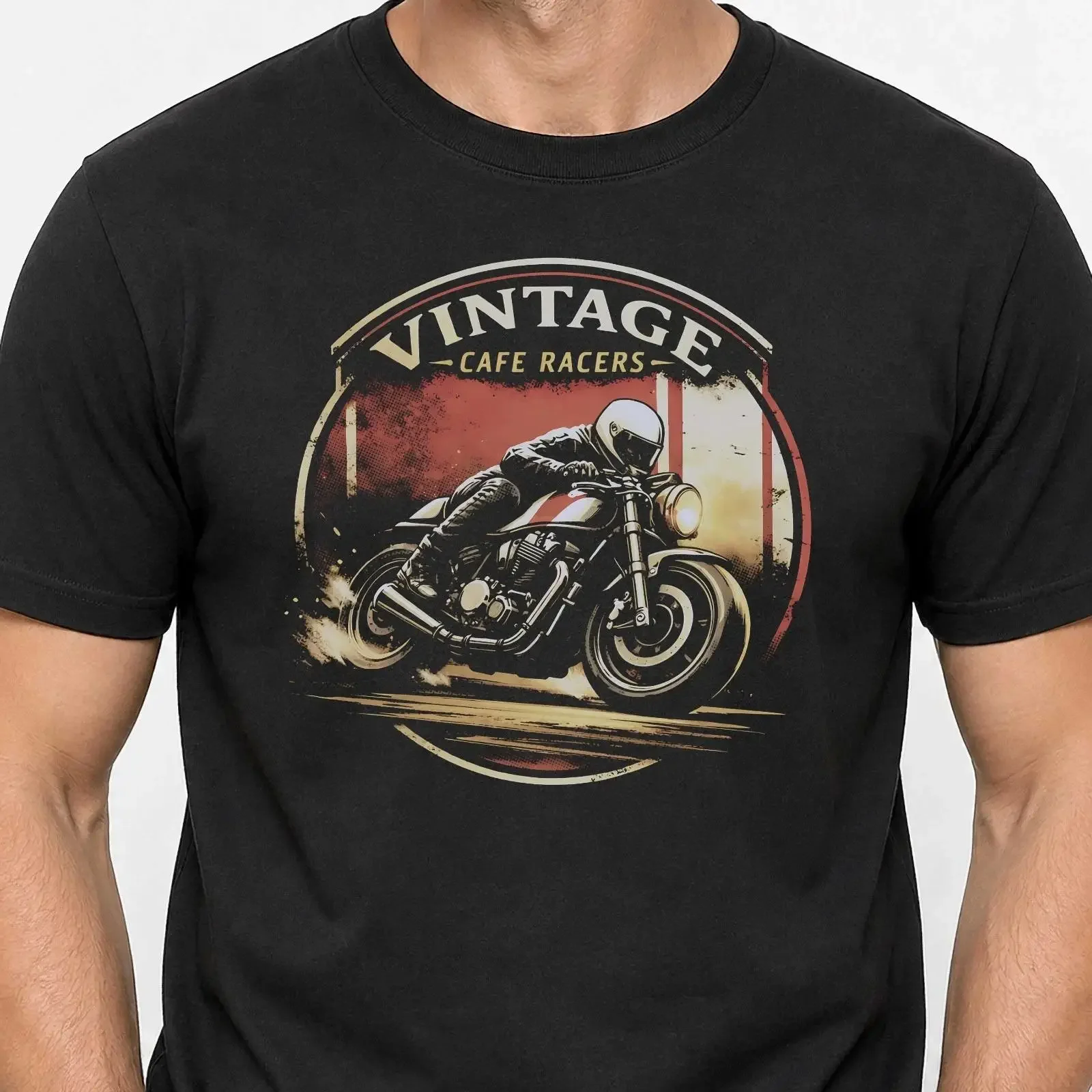 Retro Motorcycle Race T Shirt Cafe Racer Vintage for Motorcyclists vintage Washed Versatile Top For Everyday Wear streetwear