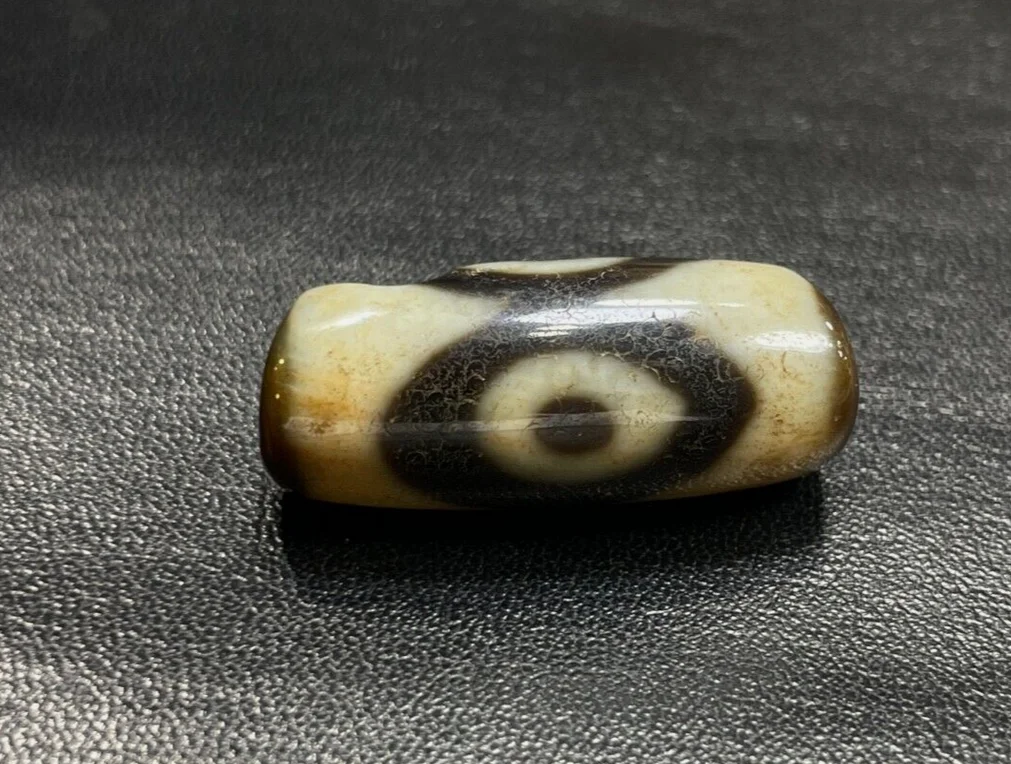 Cinnabar Ancient Tibetan DZI Beads Old Agate 3 Eye Amulet Pendant 31×13mm #7017