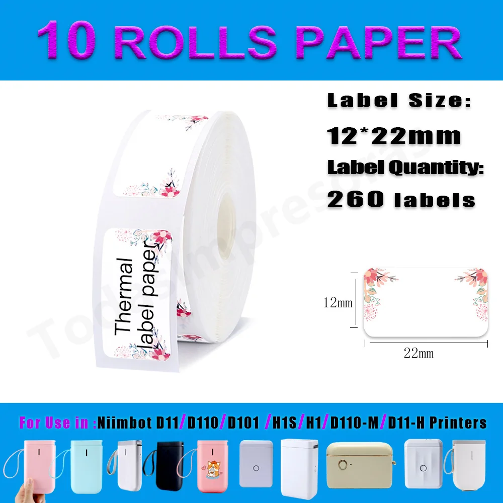 Niimbot D11 D110 D101 Label printer 12mm Label Stickers Waterproof Anti-Oil Colorful Price Tape Scratch-Resistant Label Sticker