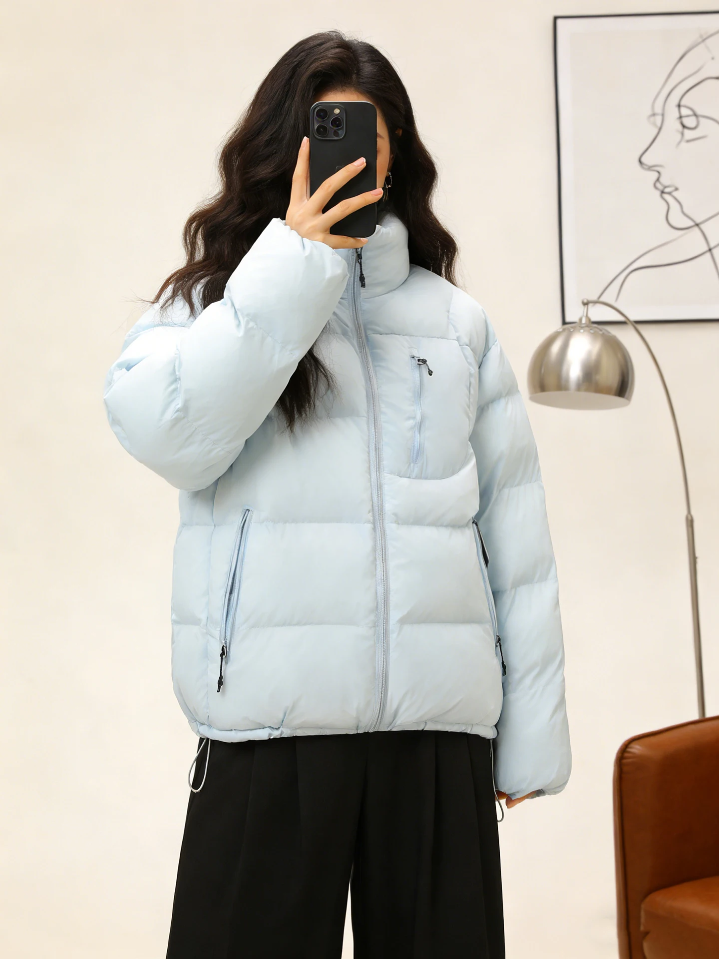 

Американский свободный утепленный пуховик с воротником-стойкой из хлопка для женщин, зимний, ветрозащитный, теплый, унисекс, пальто-«хлеб»