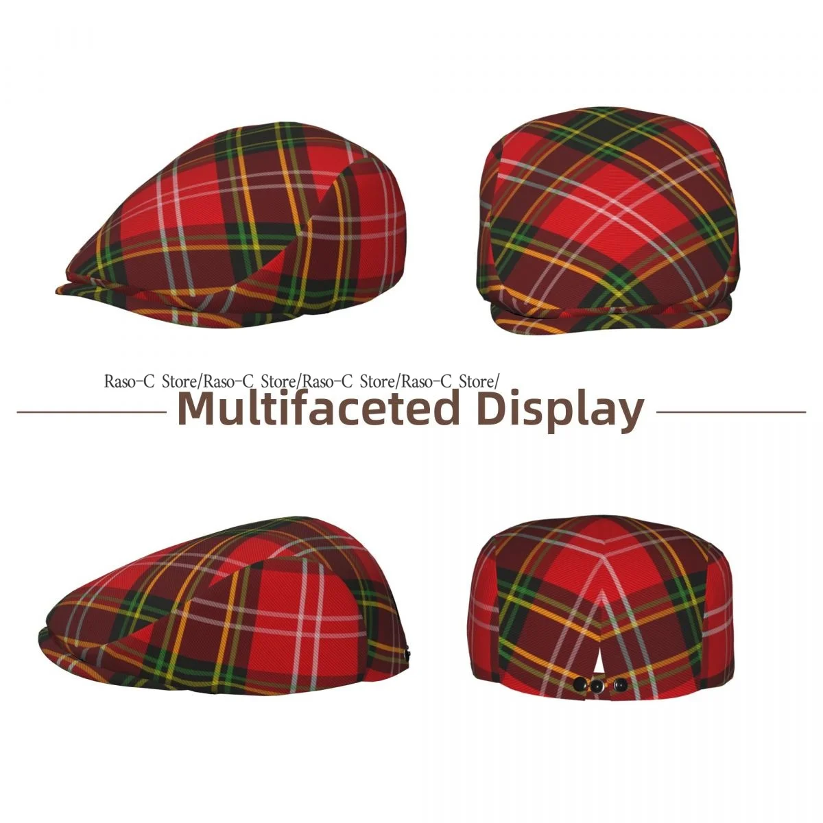 Tartan Plaid Checkered Pattern Men Women Newsboy Cap Classic Forward Hat Ivy Flat Cap Daily Hat