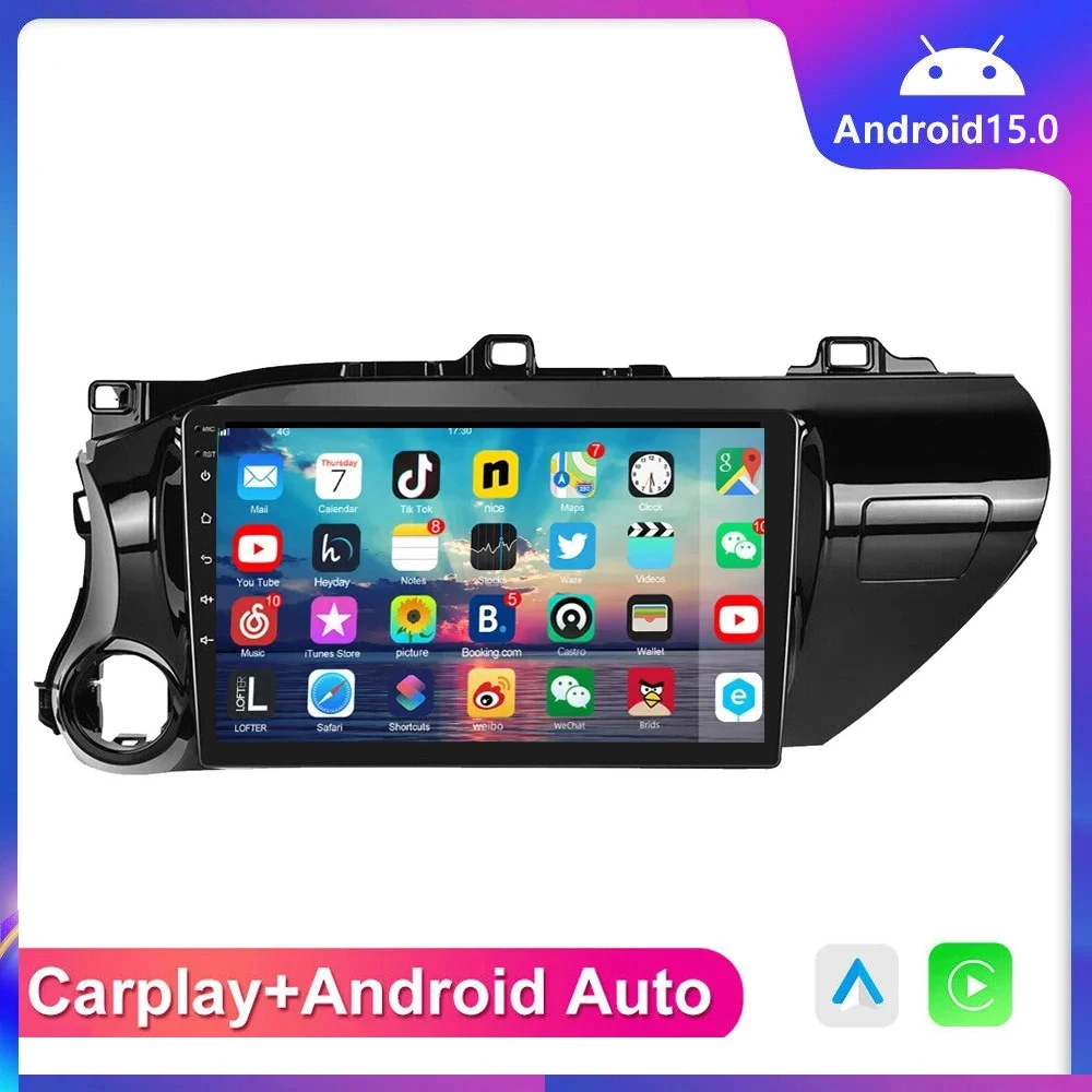 

Android 15 стерео для Toyota Hilux 2016-2019 2020 автомобильный радиоприемник 10-дюймовый экран мультимедийный плеер навигация GPS головное устройство авторадио