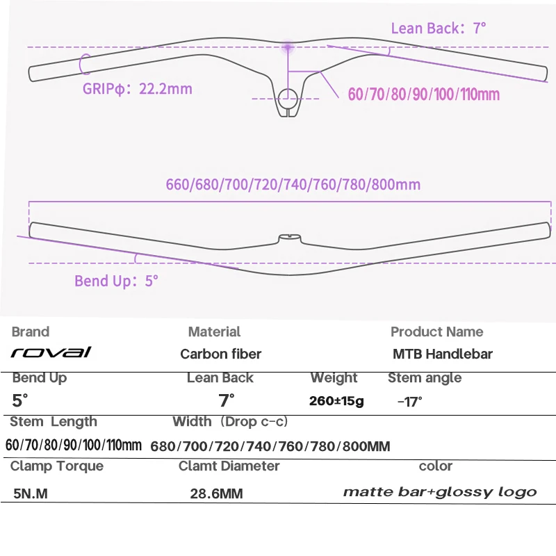 T1000 carbon Handlebar Carbon bike Handlebar MTB Bike parts bike frame bar with stem -17 degree 660--800mm 60/70/80/90/100/110mm