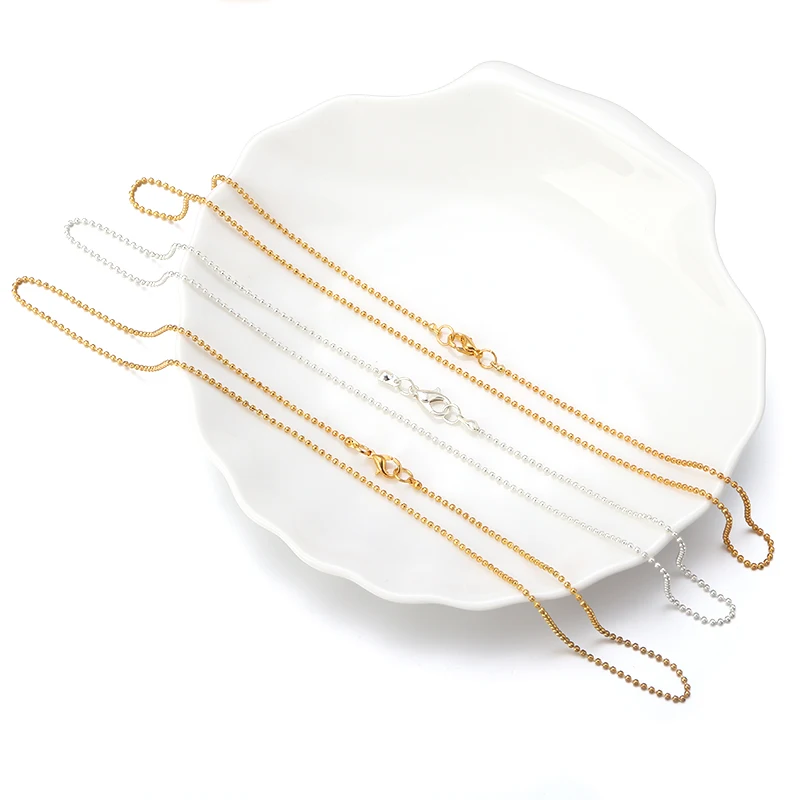 6 teile/los 45 cm Perle Kugel Ketten Halskette Ketten mit Karabiner Gold Silber Überzogene Schmuck Ketten DIY Halskette Armband – Detail 3