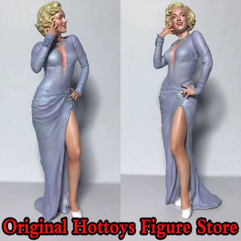 

1/18 Scale Women Soldier Blue Long Dress Blond Beauty Mini Paint Sculpture Full Set About 10cm Action Figure Doll Collection
