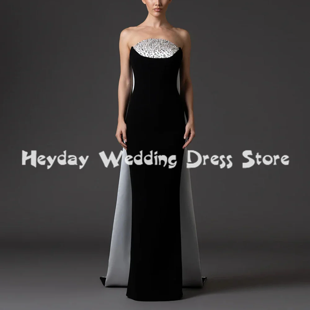

Heyday женские прямые вечерние платья без бретелек с бисером по индивидуальному заказу, элегантные платья без рукавов со шлейфом длиной до пола, 2025