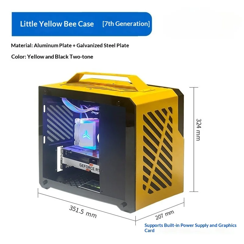 MATX side-through chassis, supports 240 water-cooled ATX power supply Type-C/USB3.0 desktop computer small chassis