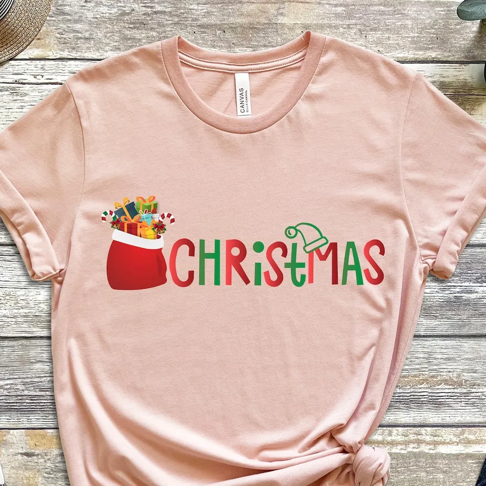 Christmas T Shirt Santa'S Sack For Girls Xmas Apparel Winter Holiday Vibes