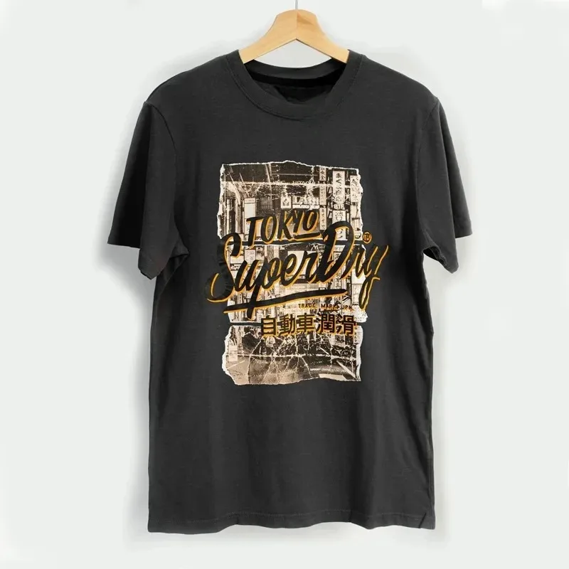 UK Superdry Extremely Dry Men Summer Fashion Brand Printed Letter Short Sleeved Tshirt Cotton Slim Fit Round Neck Tshirt Kid Tee