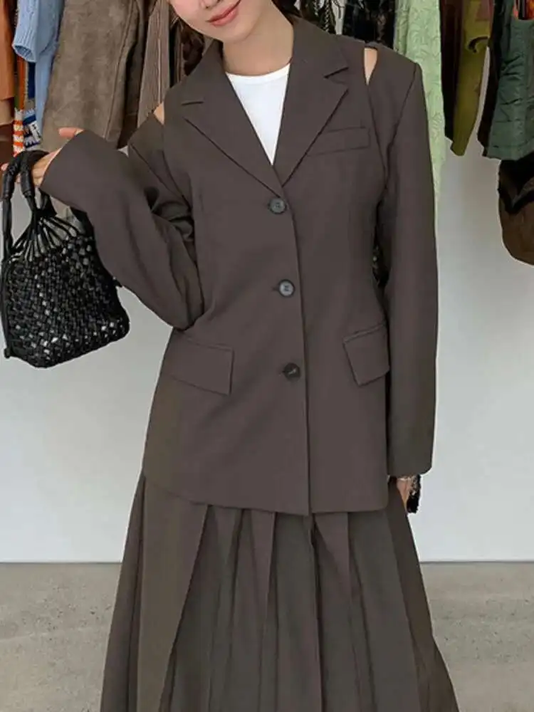 

BJTZ Hollow Out Shoulder Design, Blazer Jacket For Women 2025 Spring Autumn New Trendy Vintage Versatile Blazers Coat