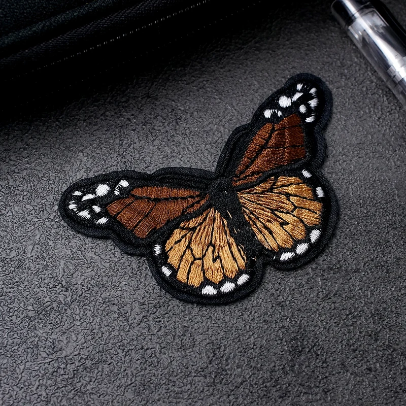 Butterfly Patches Embroidery Applique Ironing Sewing Supplies Decorative Badges For Clothing Brown