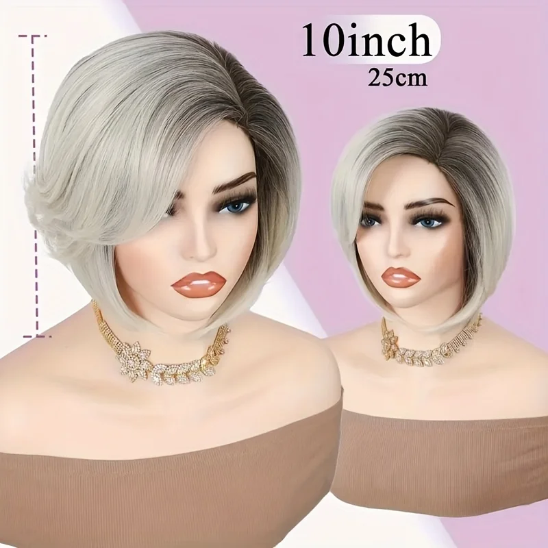 شعر مستعار صناعي قصير مفرود من بوب - مظهر طبيعي للارتداء اليومي للنساء والحفلات التنكرية