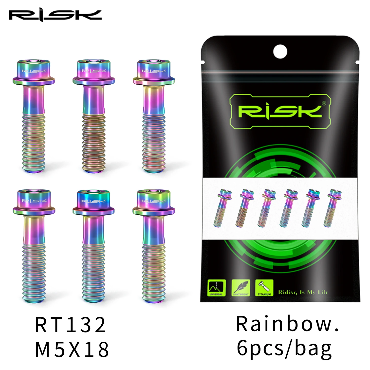 Risiko Titan Spindel schrauben 6 Stück m5x16mm m5x18mm Titan legierung Fahrrads chaft Schrauben bunte Fahrrads chaft MTB Bolzen Fahrrad zubehör – Detail 12
