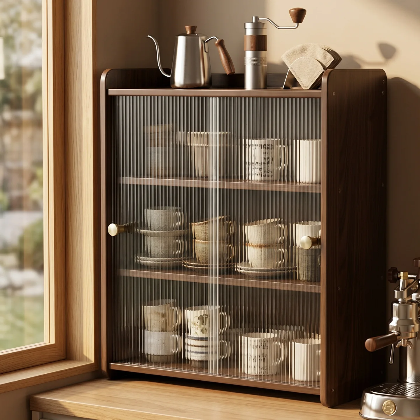 Dining table countertop storage rack, living room tabletop dustproof water cups, tea cups, office desk multi-layer organizer