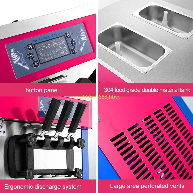Three-color ice cream   commercial automatic ice cream cone   sundae machine desktop soft ice cream machine