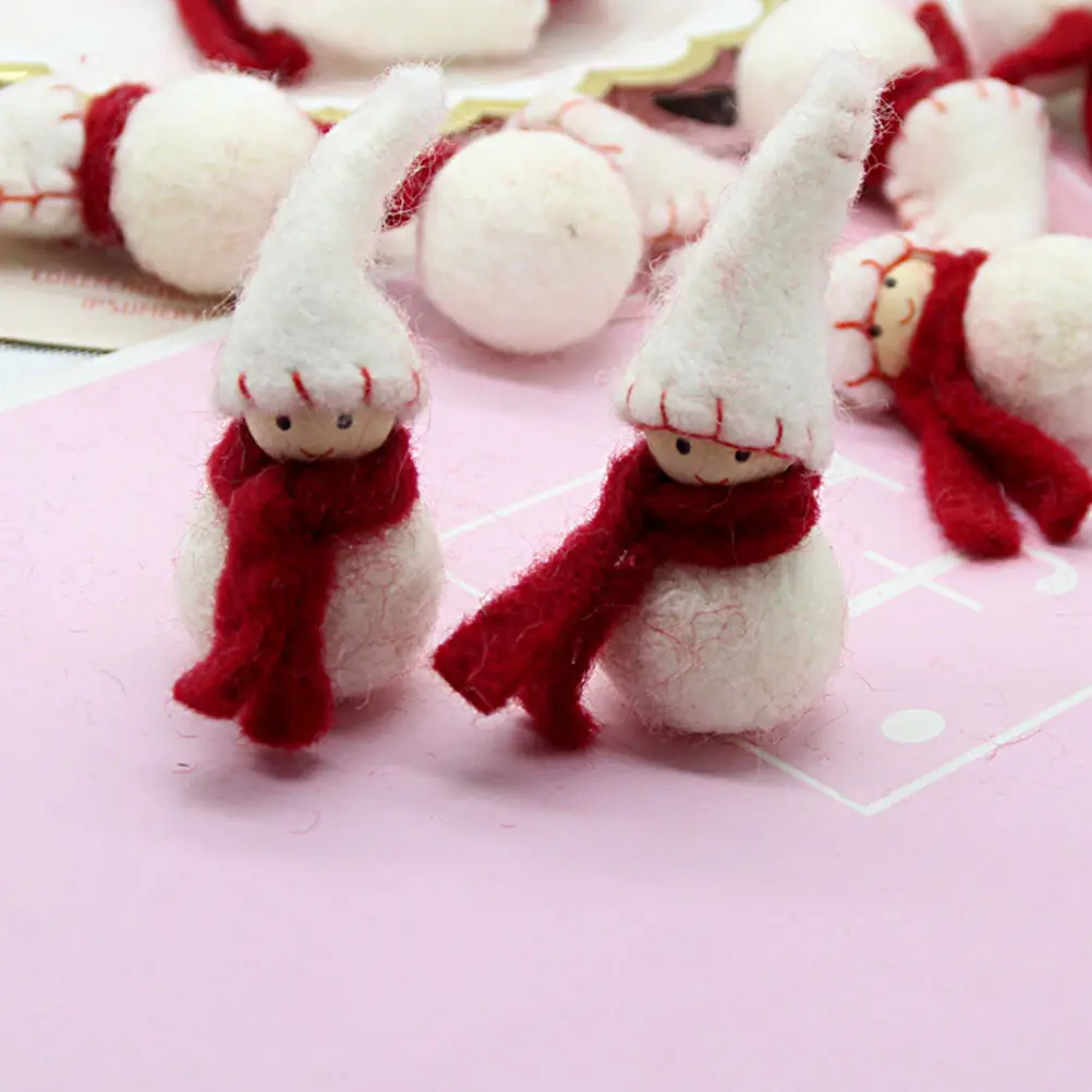 

5Pcs Snowman Hair Clip Wool Felt Christmas Supplies Mini Ornaments Desktop Decorations Xmas Crafts Christmas Ornaments