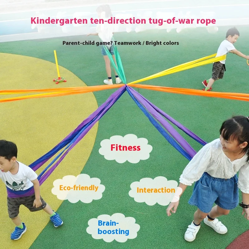 Colorful Tug Of War Ten Way Tension Rope Children's Sensory Integration Outdoor Activity Equipment Parent-Child Interaction