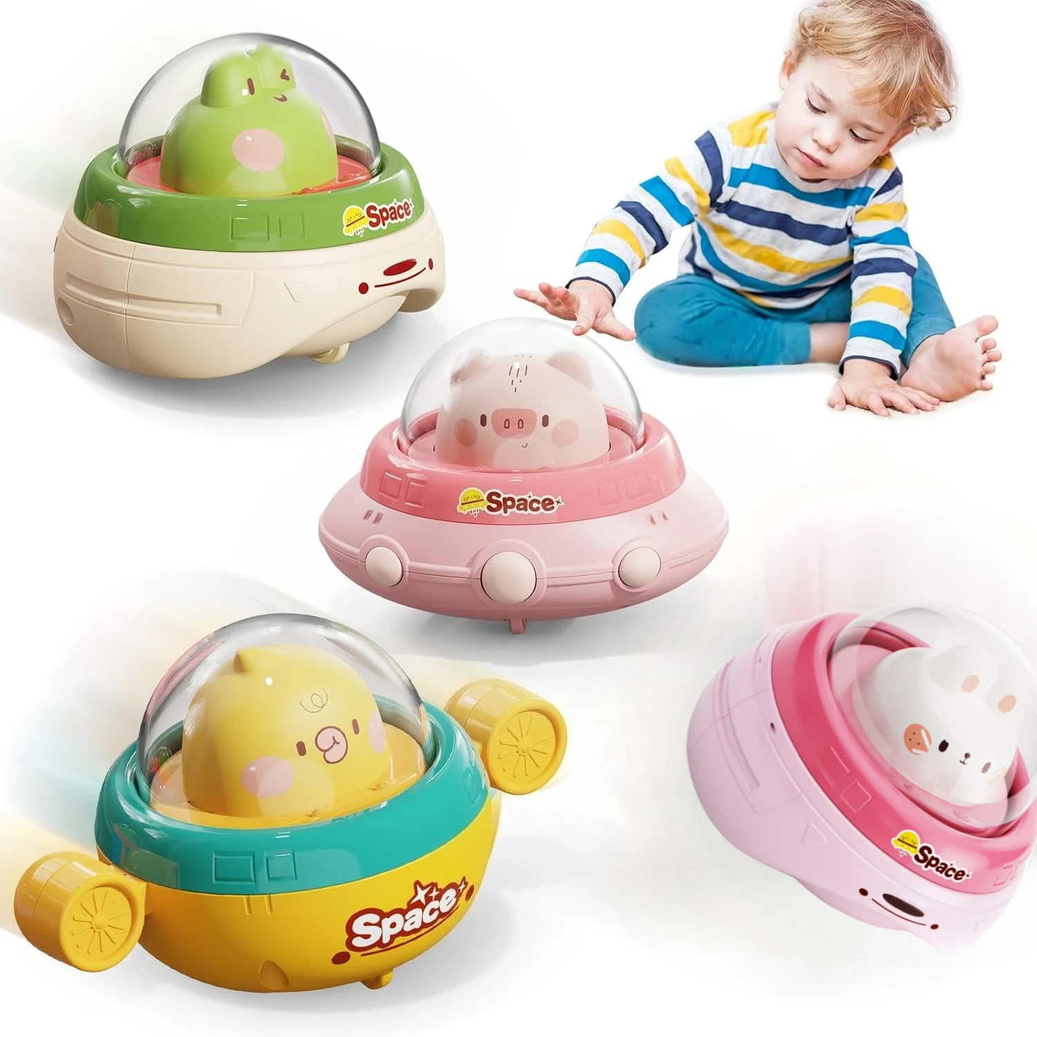 

Animal Car Toys for Toddlers Press and Go Baby Car Toys for Baby Toys Spaceship UFO 1 Year Old Boy Toys First Birthday Gifts