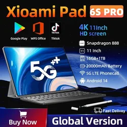 2024 Original Xioami Pad 6S Pro Global Version Tablets PC Android 14 16GB+1TB Snapdragon 888 11 inch 5G 11inch WIFI HD 4K Mi Tab