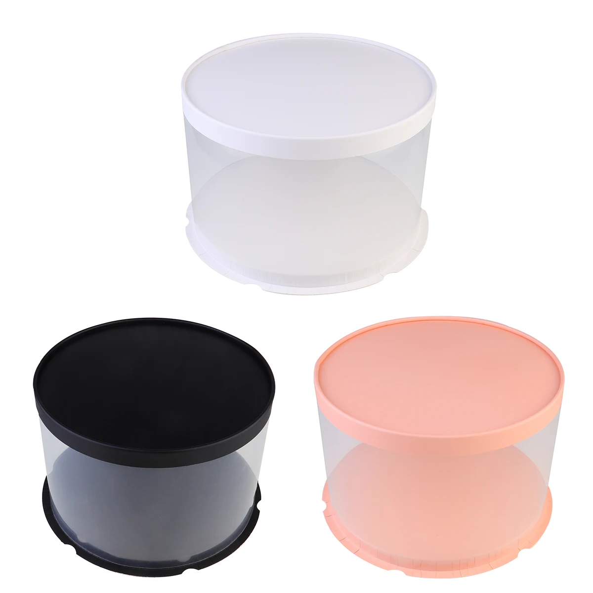 

3pcs Plastic Clear Carrier Boxes Transparent Packaging For Wedding 6-Inch Round Bakery Gift Protective Design Wrapping Case
