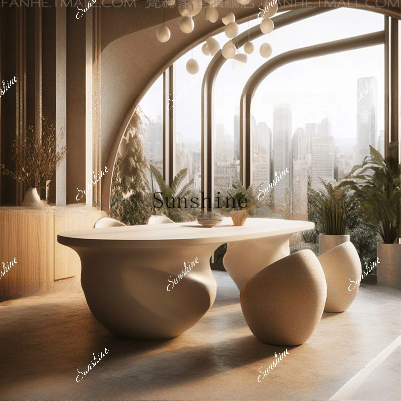 

Pure solid wood modern simplicity, high-end long dining table cream series, medieval furniture FT