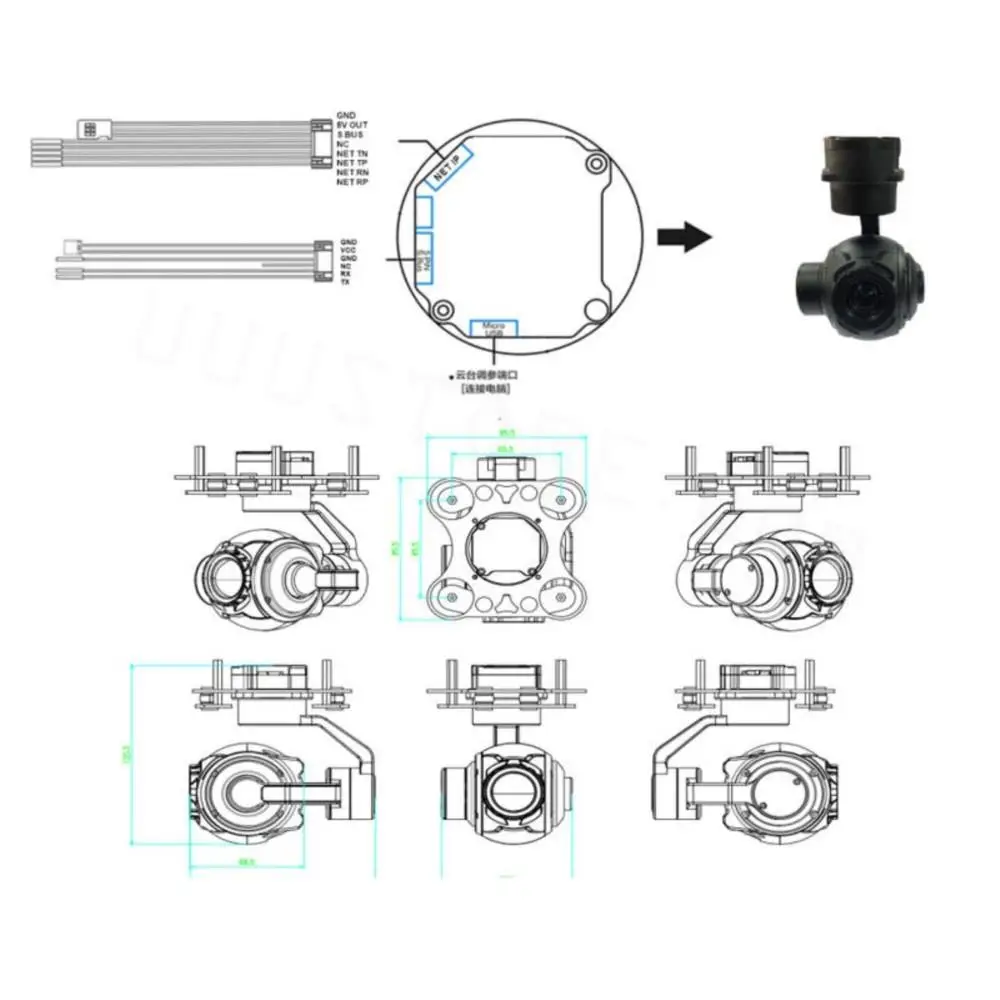 TQ10N 10X Zoom optyczny kamera kardanowa 2K HD wideo IP interfejs sieciowy z 3-Axis Gimbal stabilizowany aparat dla VOLT Drone
