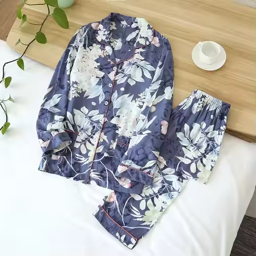 Spring / Summer New 100% viscose long-sleeved trousers ladies pajamas suit 3XL plus size long Sleepwear women's home Nightwear - Image 13