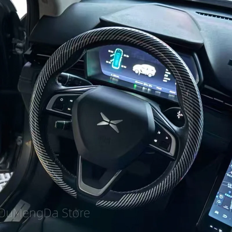 

Round car Steering Wheel Universal Auto Decoration Accessories Anti-slip Glossy Gloss Carbon Fiber Texture For BMW Mercedes Audi