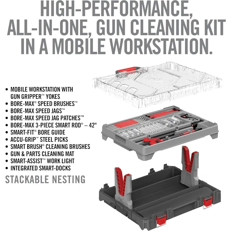 Bore-Max Master Cleaning Kit & Mobile Workstation -Steel Picks, Gun Mat Work Light，home.