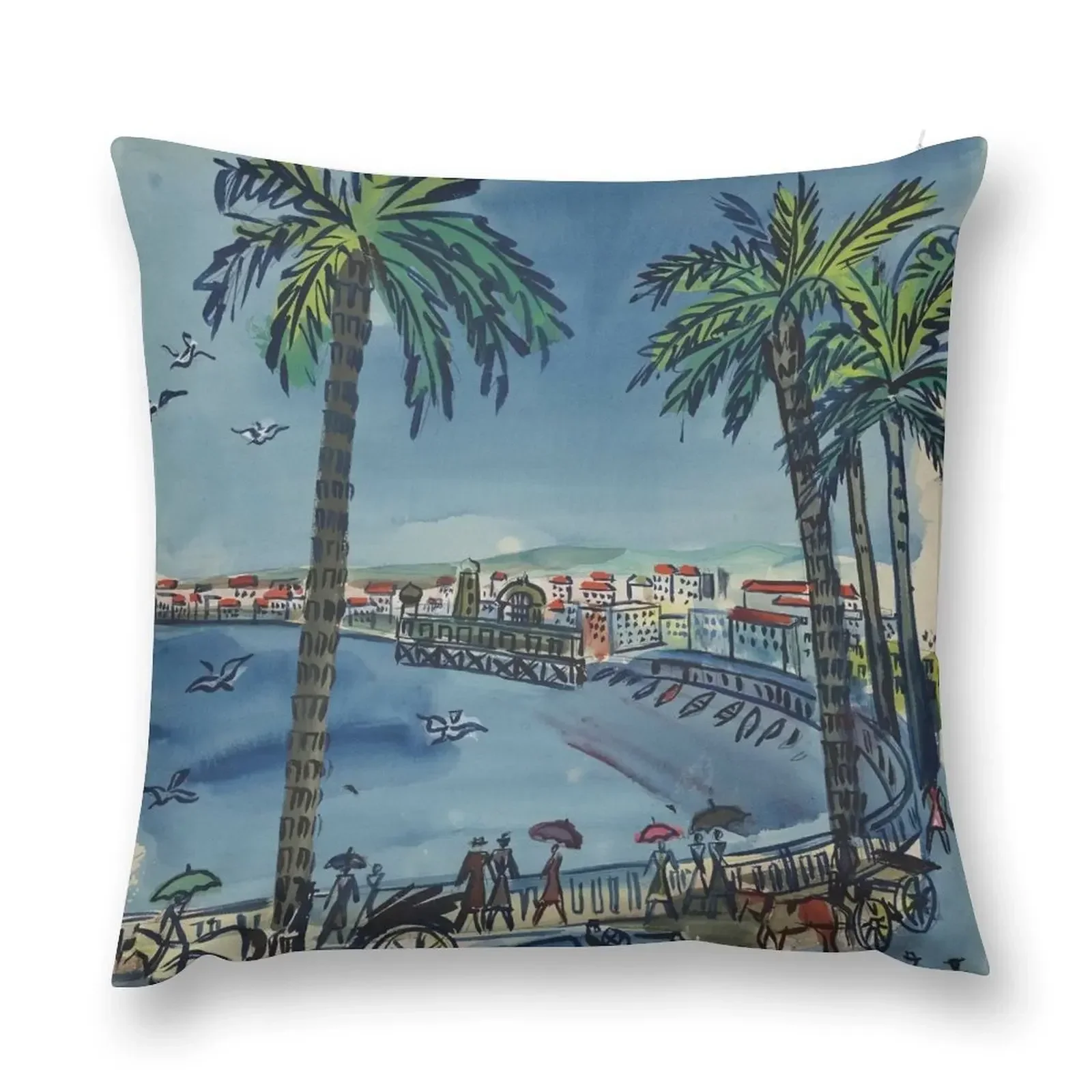 Raoul Dufy Nice, le tournant de la promenade des Anglais aux mouettes Throw Pillow Christmas Covers Cushions pillow