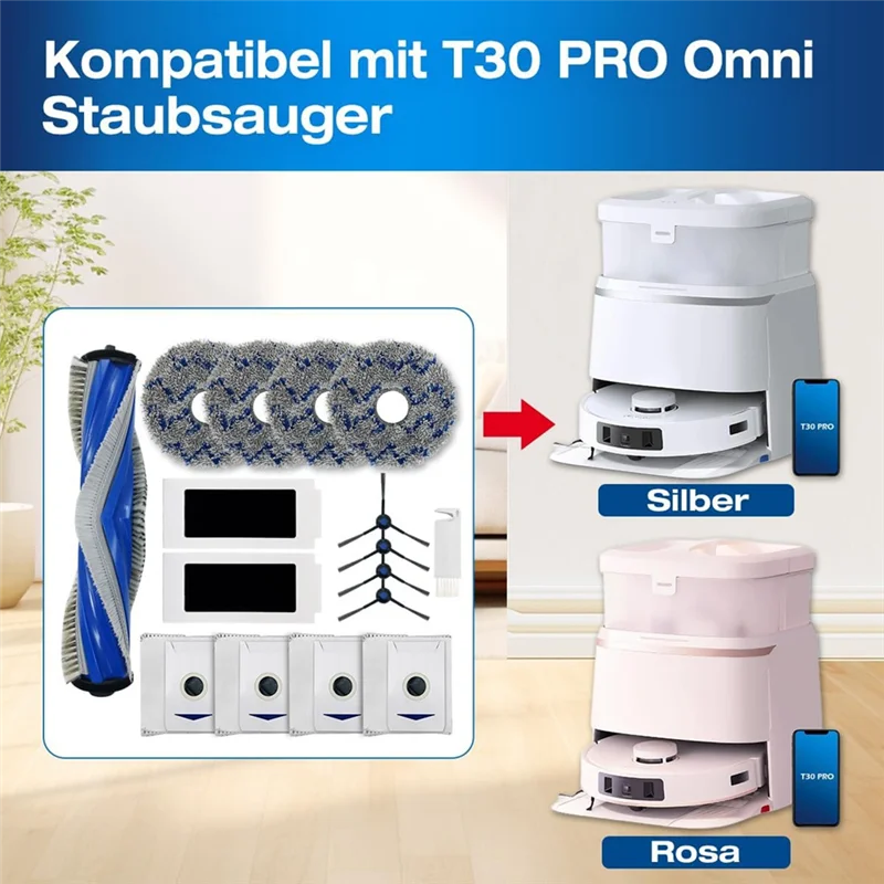 لماذا-For Ecovacs Deebot T30 Omni/ T30 Pro Omni جهاز آلي لتنظيف الأتربة فرش جانبية رئيسية مرشحات HEPA وسادات ممسحة أكياس الغبار أجزاء