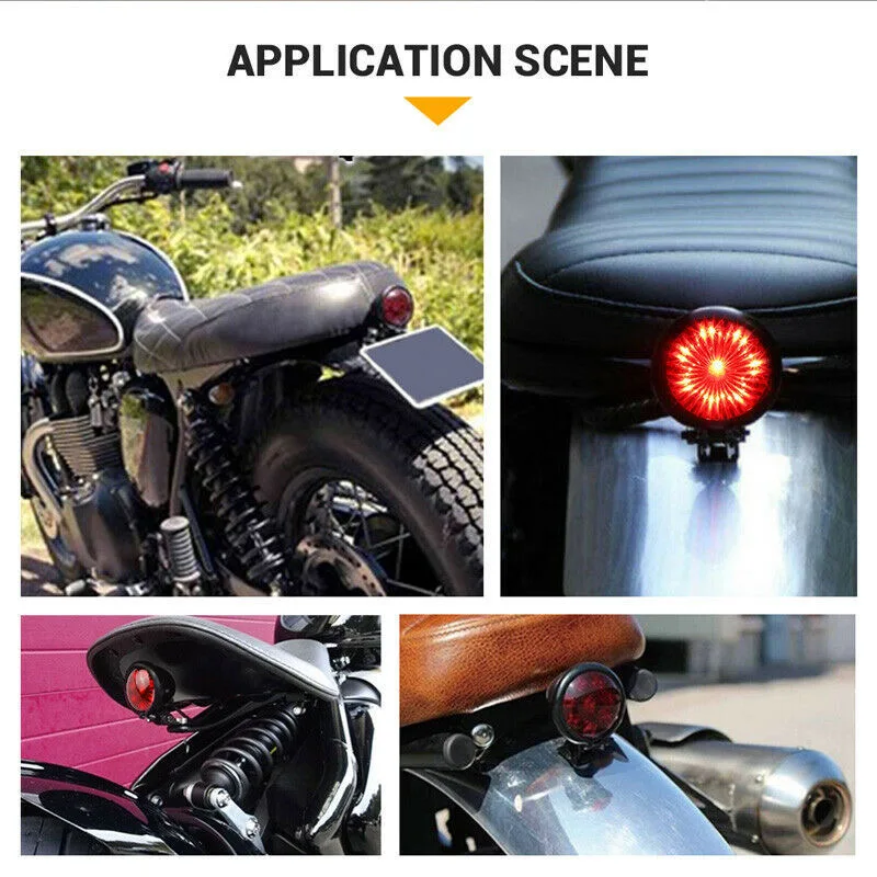 Rear Tail Light High Brightness Small Round Retro Motorcycle LED Brake Tail Signal Light For Harley Cafe Racer Honda Yamaha